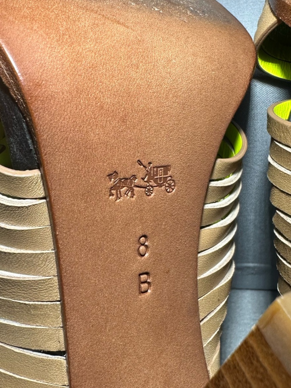COACH Lorrie woven leather T-strap high-heel sandals - Picture 10 of 11